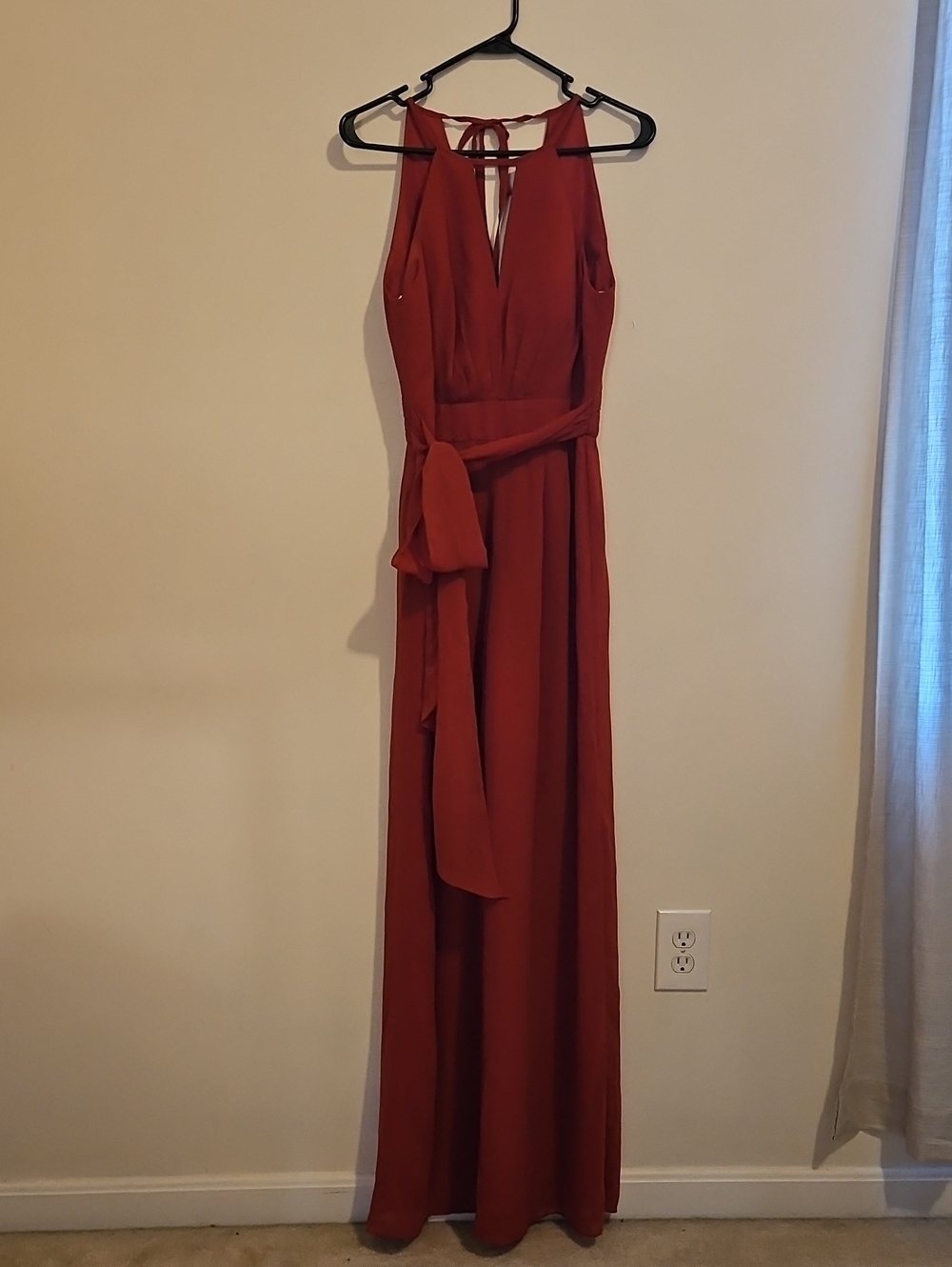 Red Jumpsuit with Waist Tie